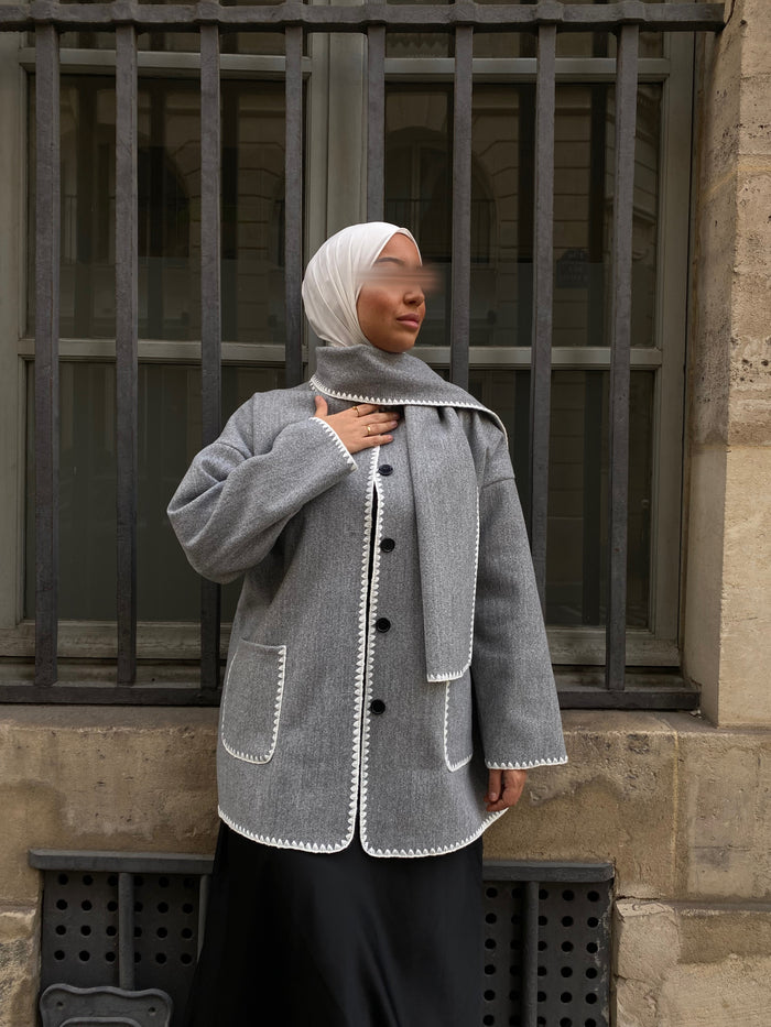 Manteaux avec écharpe - Gris