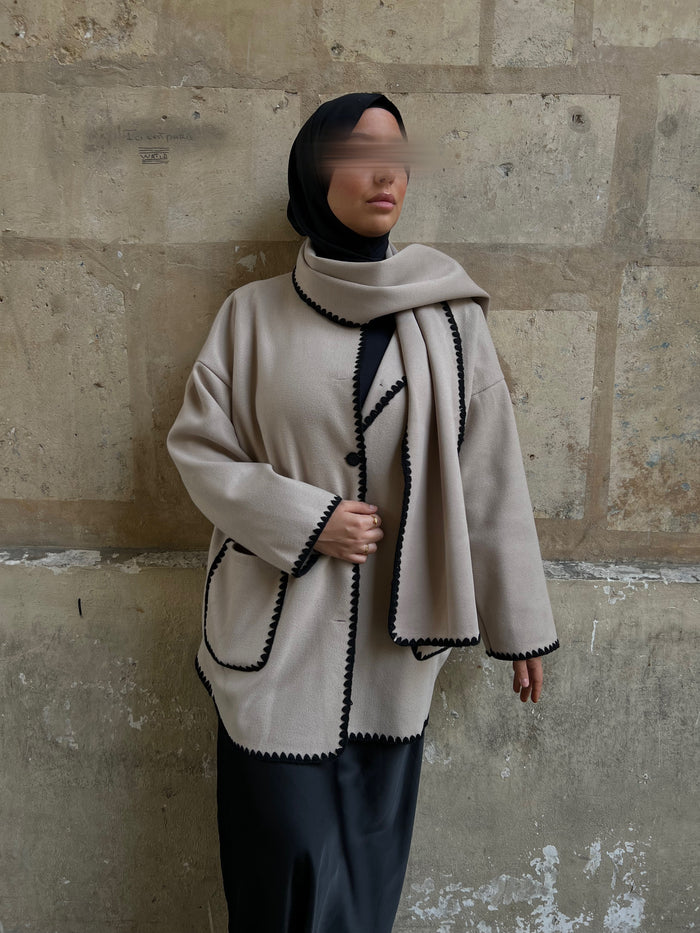 Manteaux avec écharpe - Beige