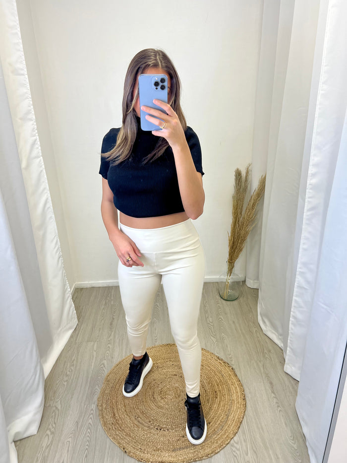 Legging simili cuir - Beige