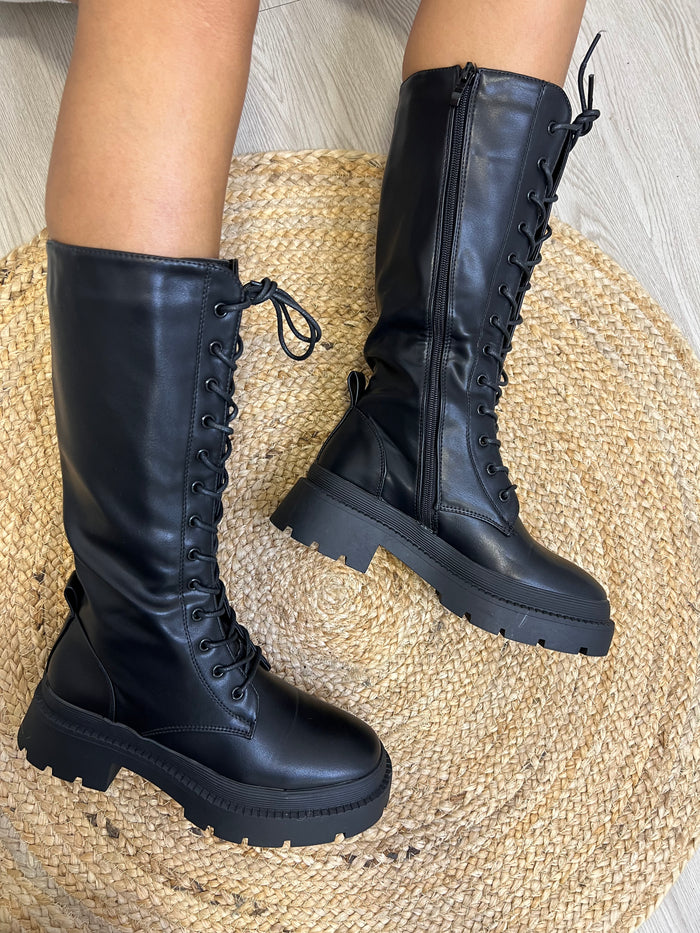 Bottes haute à lacets - Noir