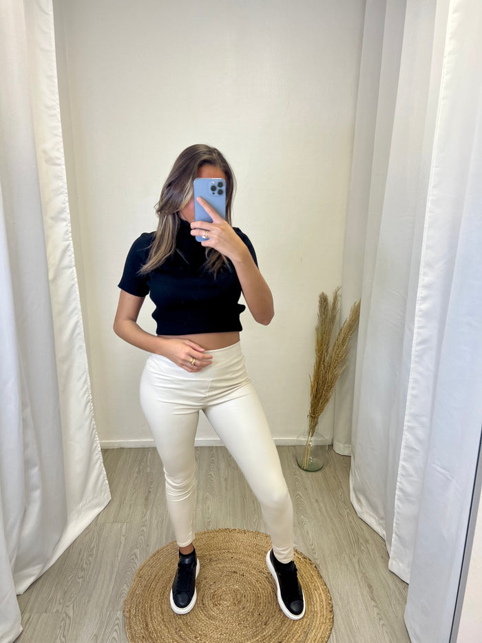 Legging simili cuir - Beige