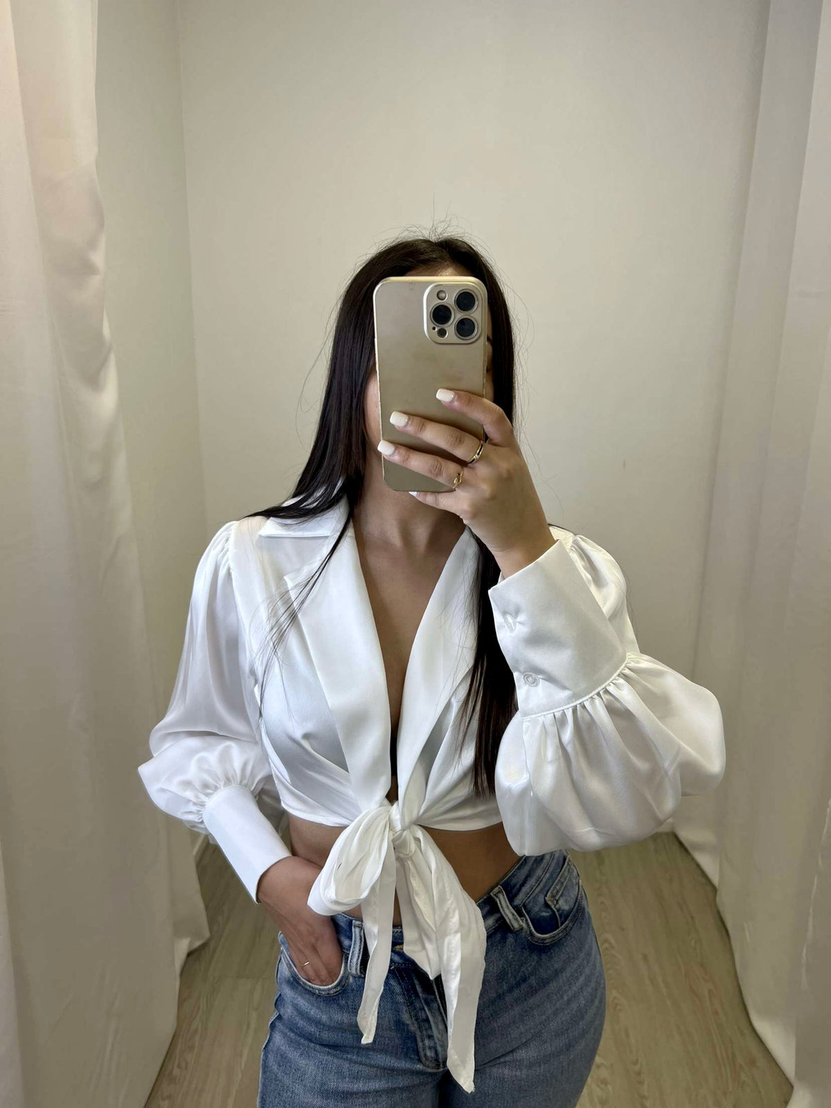 Top satiné - Blanc